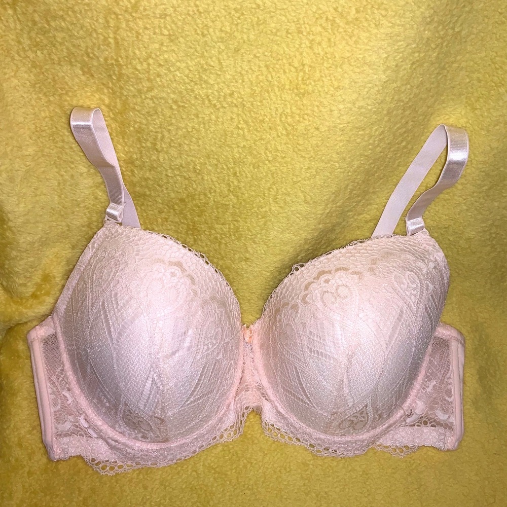 Unbranded Pink‎ Lace Full Coverage Bra 40D Underwire Adjustable Straps